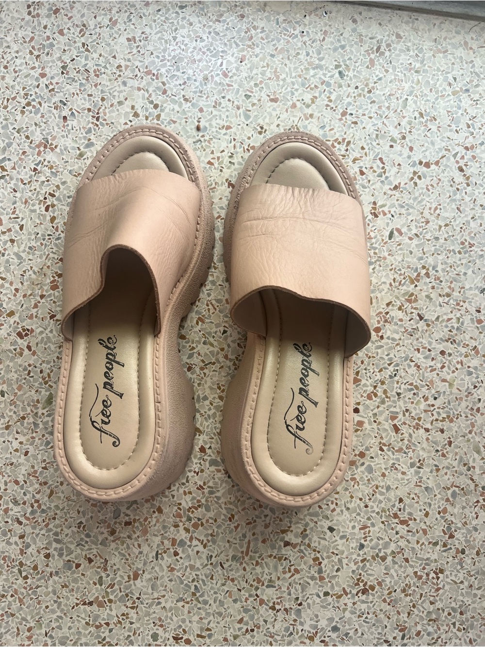 Free People Nude Pink Slide Mules